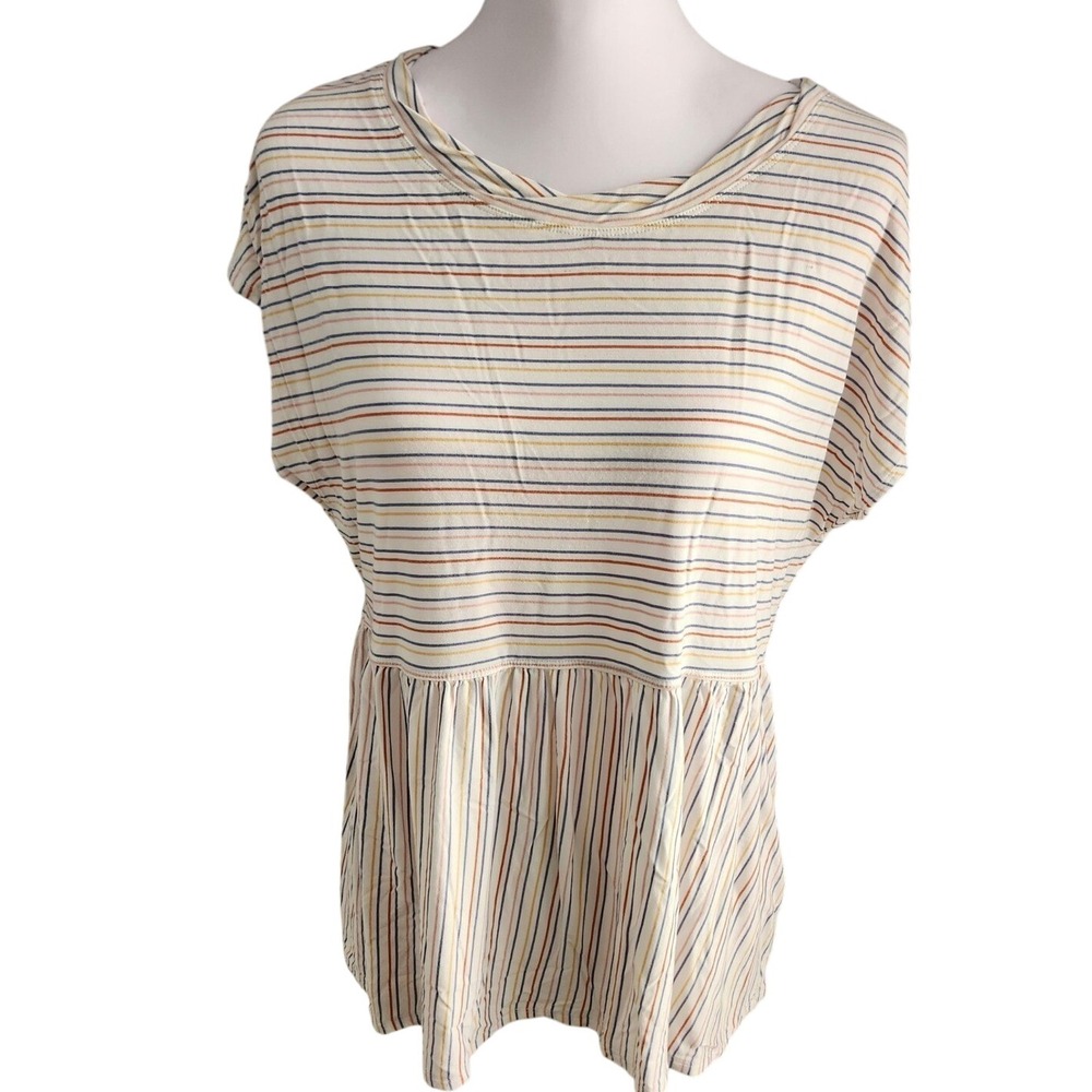 Grace & Lace Striped Short Sleeve Baby Doll Top‎ Medium